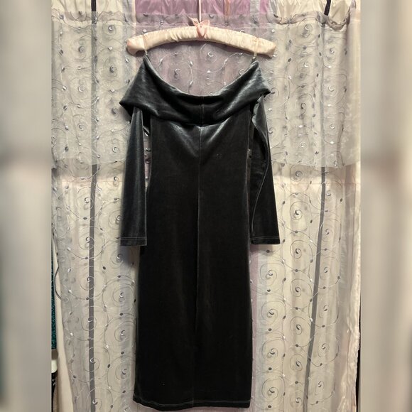 Dynamite Velvet Long Sleeve Blue/Silver Dress Size XS - Picture 3 of 4